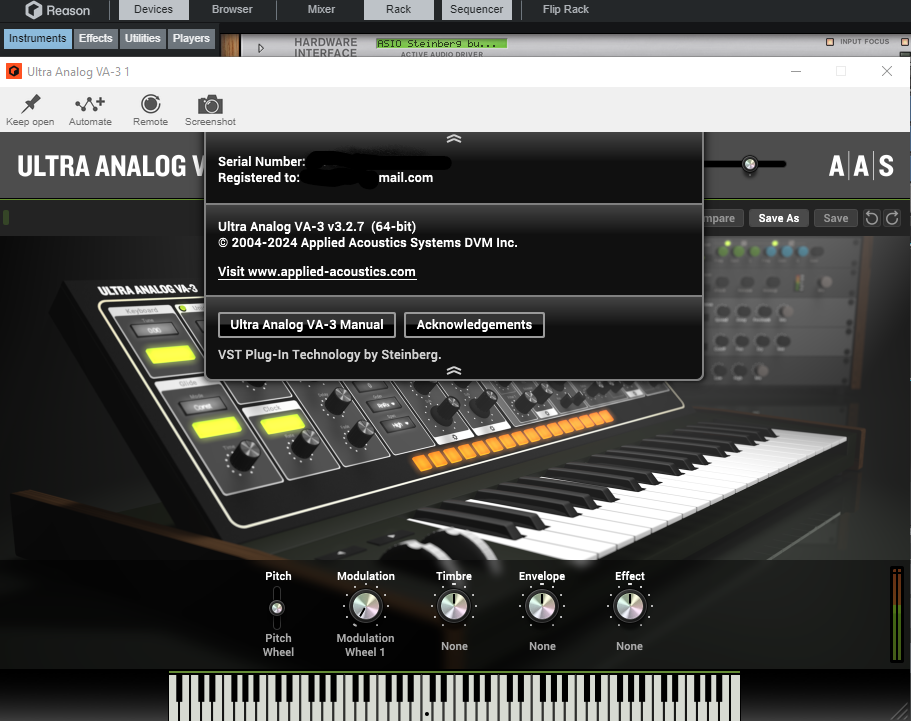 AAS Applied Acoustics Systems Ultra Analog VA-3 with 19 Packs